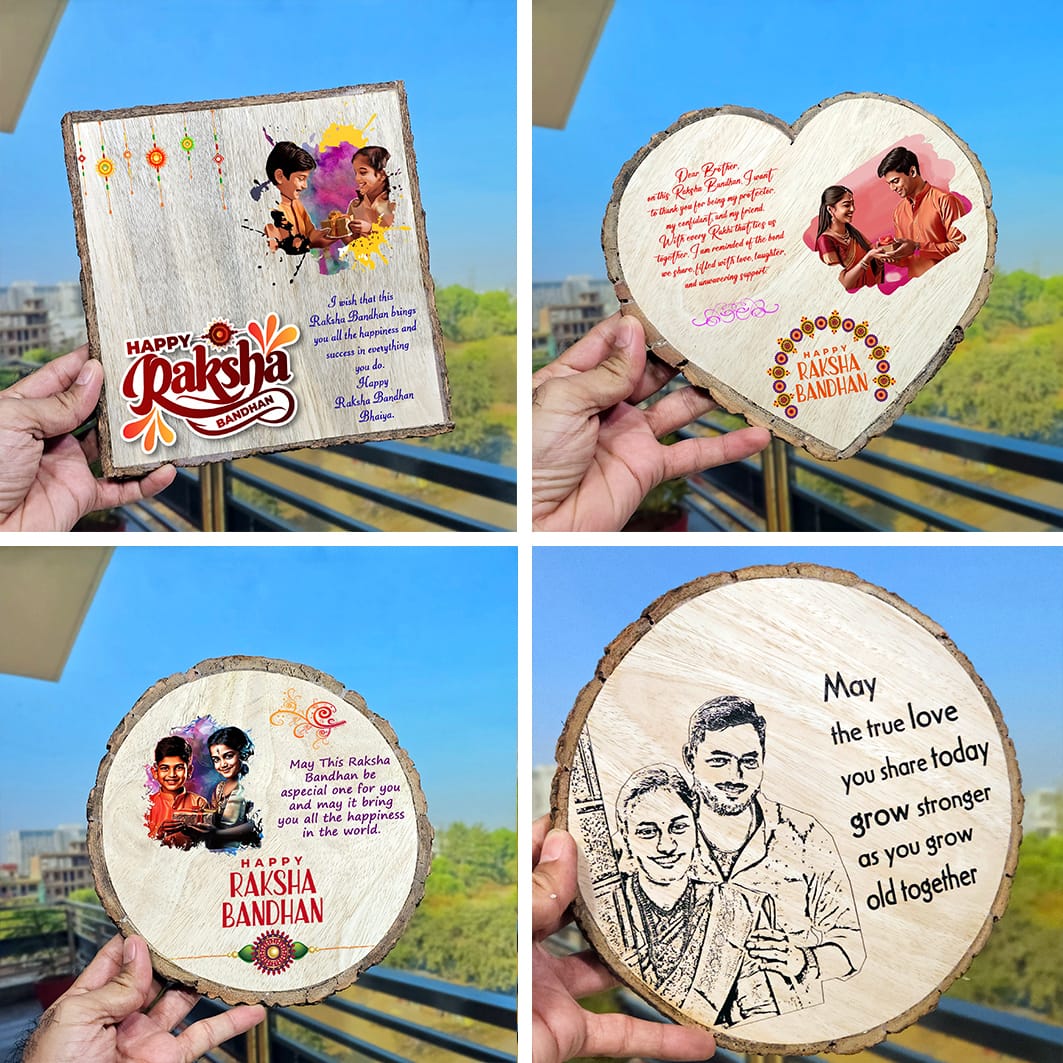 Personalized Wooden Slice – UV Print & Laser Engraved | Custom Photo & Name Gift with Stand