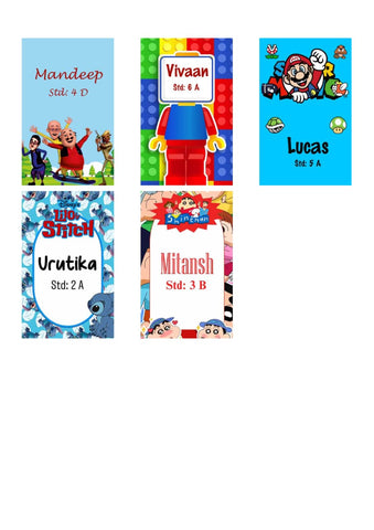 Personalized Kids School Bag Name Tag | PVC ID Card with 36 Themes India