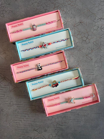 Premium Kids Rakhi with Cartoon Charm & Gift Box — Set of 5 Models