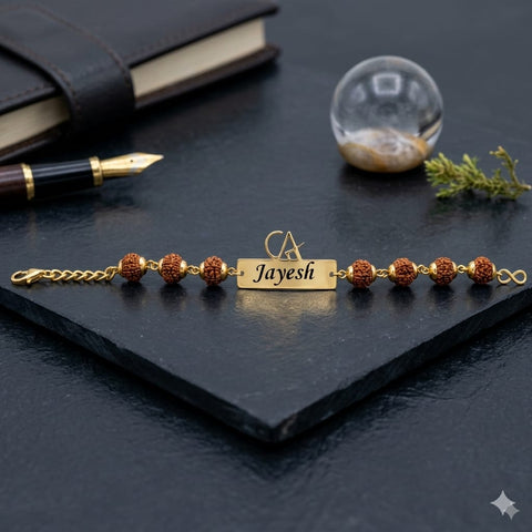 Professional Rakhi with Rudraksha – Gold Plated Brass | Doctor, Advocate, CA Design