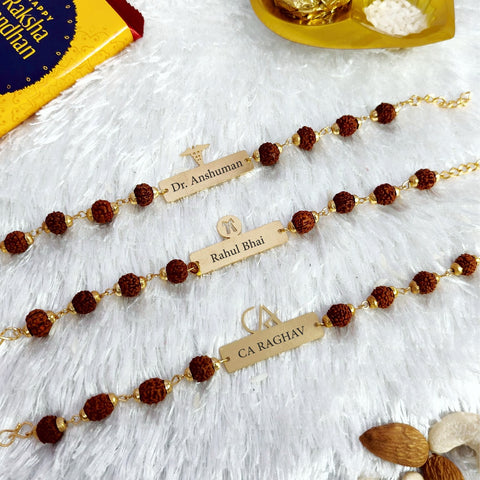 Professional Rakhi with Rudraksha – Gold Plated Brass | Doctor, Advocate, CA Design