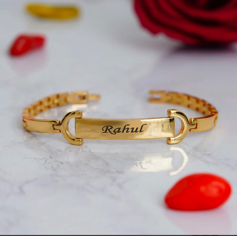 Brass Rakhi Bracelet with Name Engraving