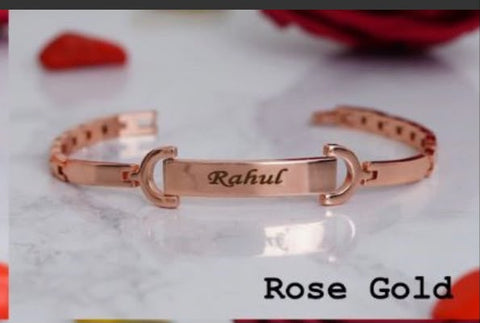 Personalized Brass Rakhi Bracelet – Custom Name Engraved Gift for Brother