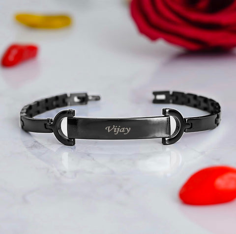 Personalized Brass Rakhi Bracelet – Custom Name Engraved Gift for Brother