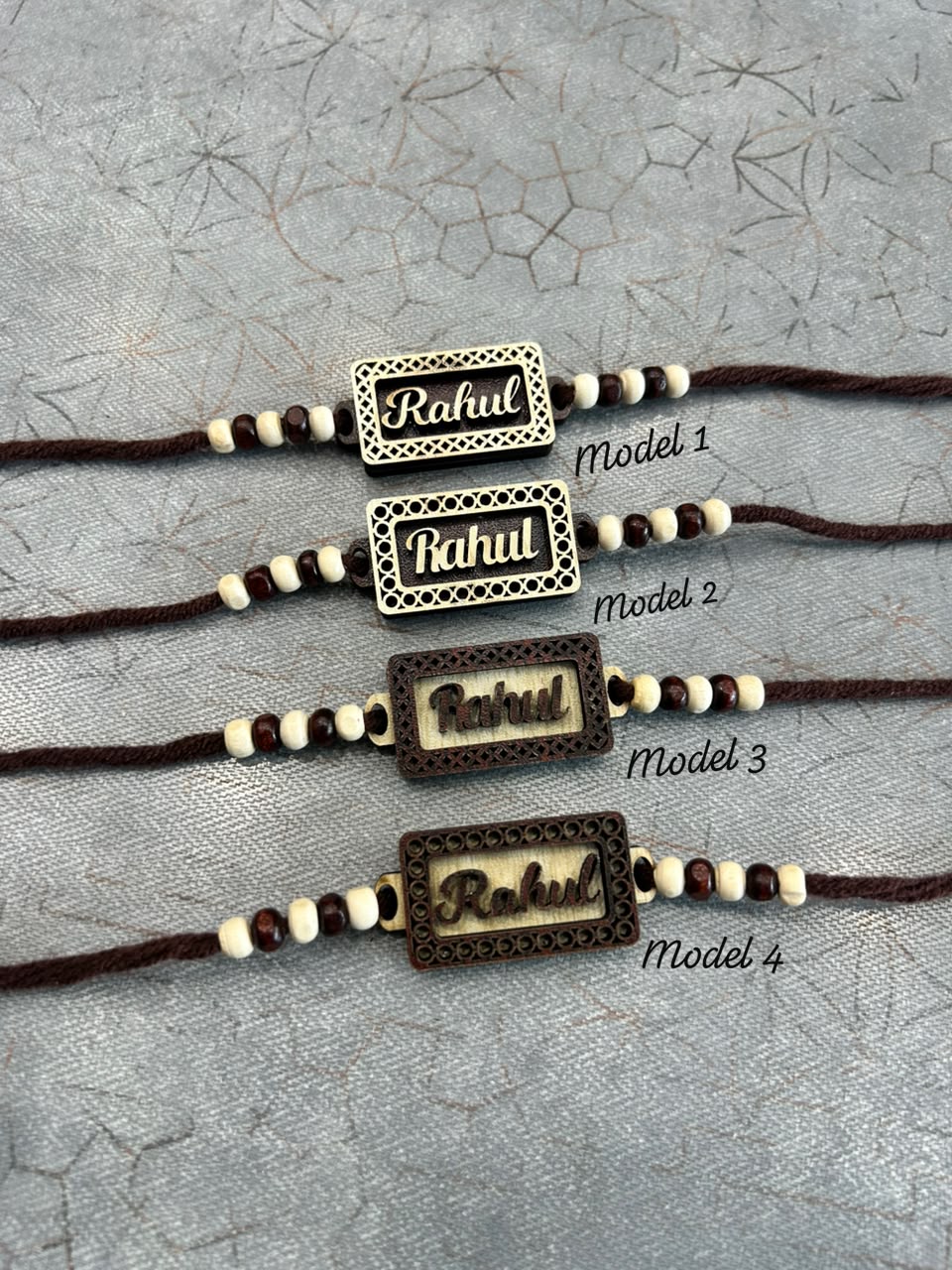 Ratan MDF Rakhi with Custom Name – 4 Models | Personalized Raksha Bandhan Gift