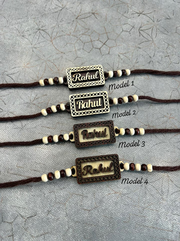Ratan MDF Rakhi with Custom Name – 4 Models | Personalized Raksha Bandhan Gift