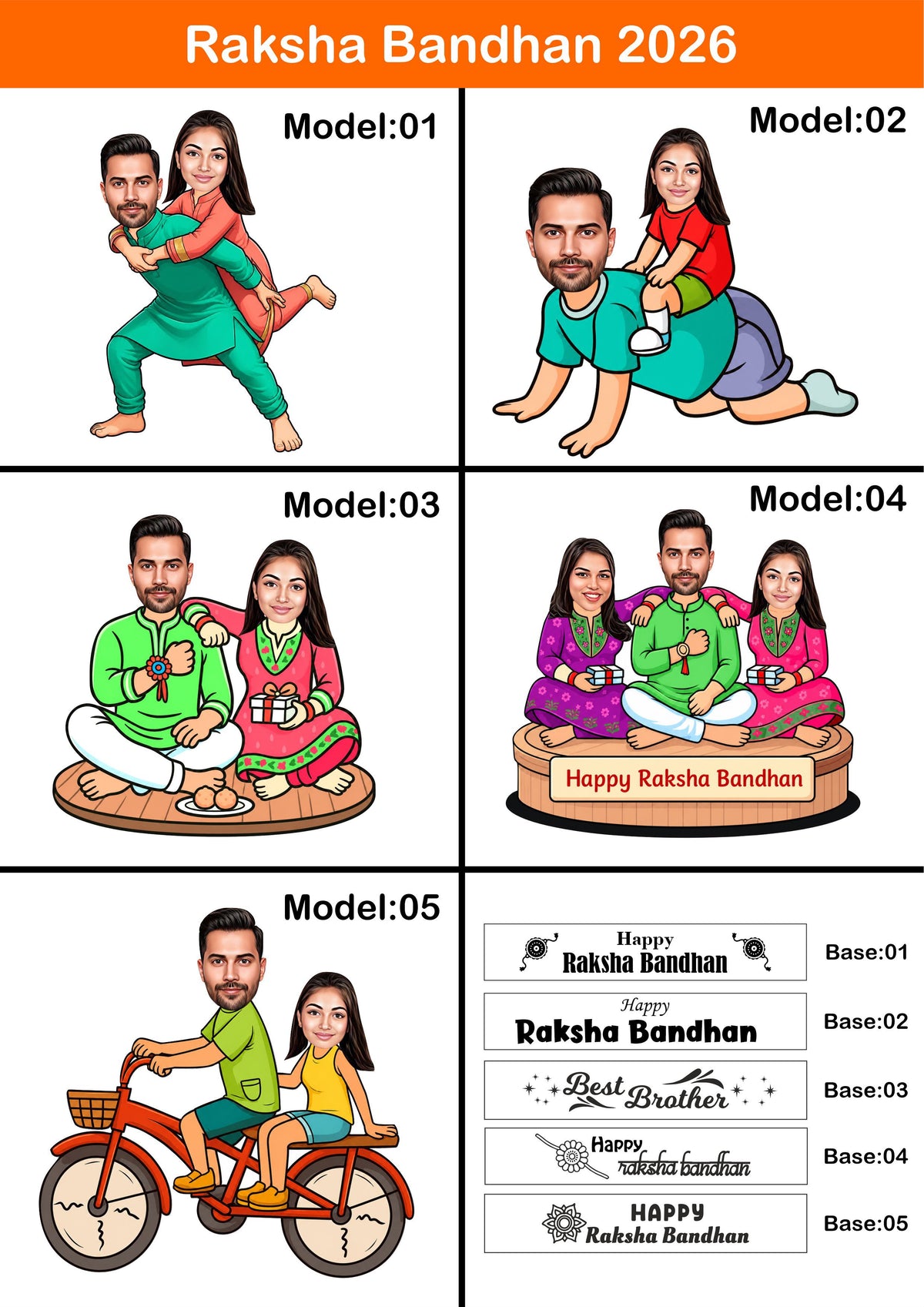 Personalised Caricature Table Top | Custom Photo Gift | Rakhi Special