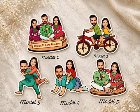 Personalised Caricature Fridge Magnets | Custom Photo Gift | Rakhi Special