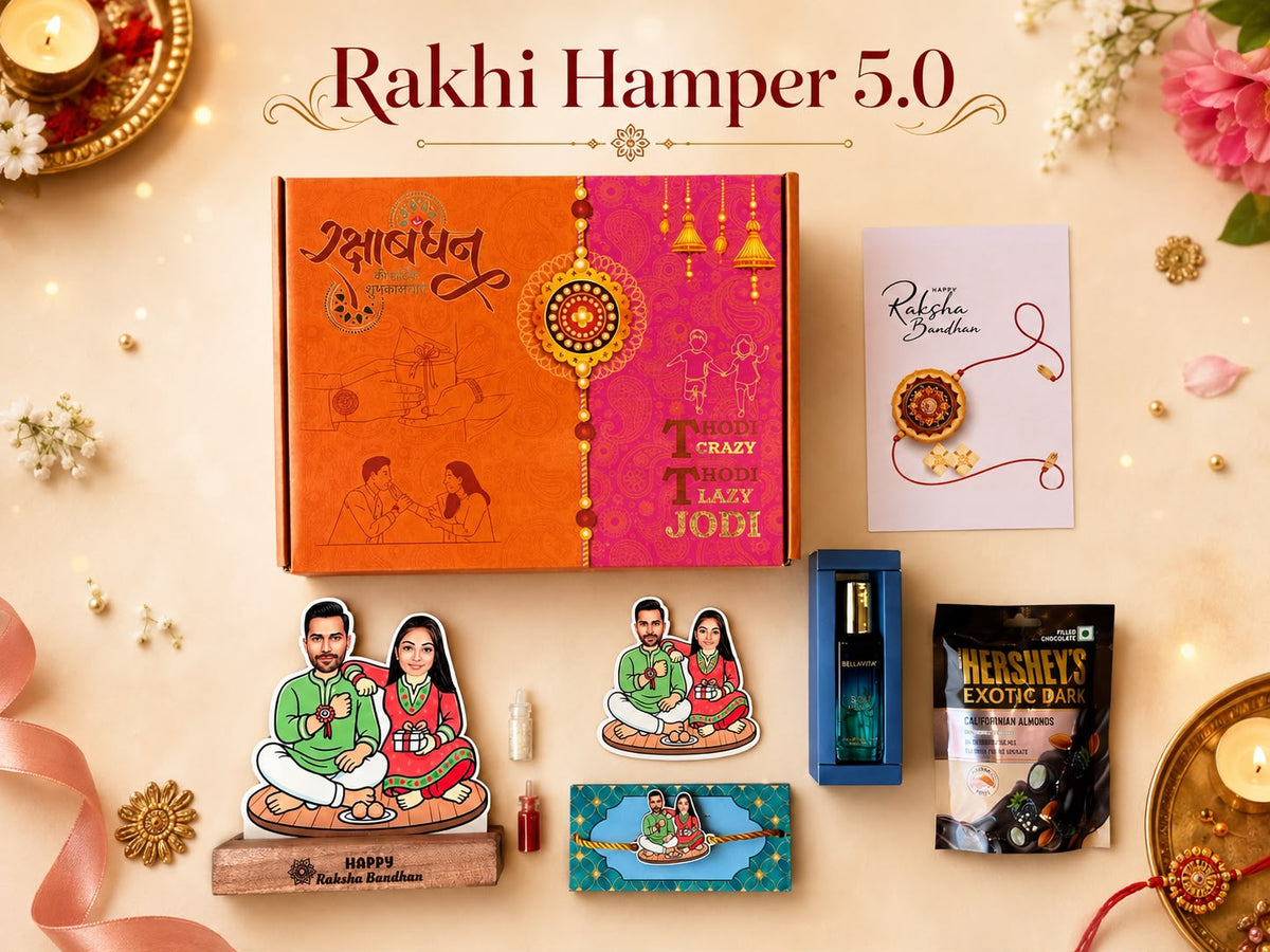 Personalised Caricature Rakhi Hamper 5.0 | Premium 7-in-1 Gift Box | Free Shipping