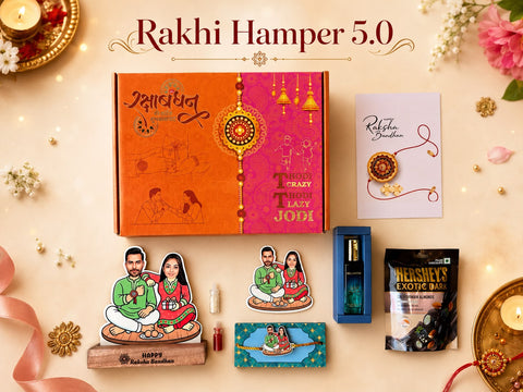 Personalised Caricature Rakhi Hamper 5.0 | Premium 7-in-1 Gift Box | Free Shipping
