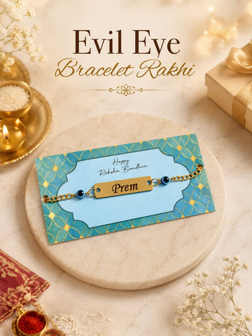 Evil Eye Bracelet Rakhi for Brother | Personalised Name Rakhi | Rakhi 2026 | BBD Gifts