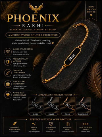 Phoenix Rakhi | Personalized Name Rakhi for Brother | 4 Premium Finishes