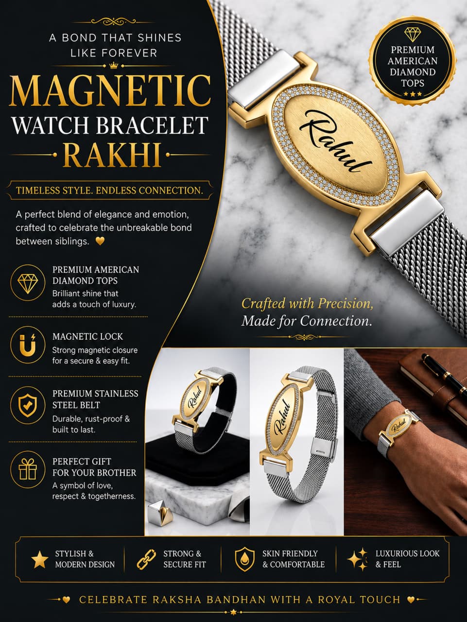 Magnetic Rakhi | Personalized Name Rakhi for Brother | Buy Online India