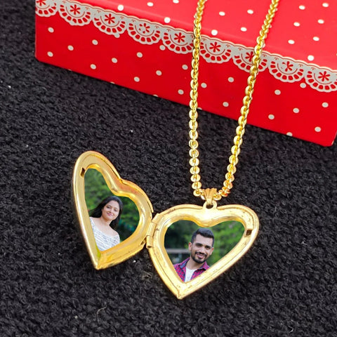 Personalized Heart shaped Openable photo pendent locket | Fashion necklace Jewellery for couples