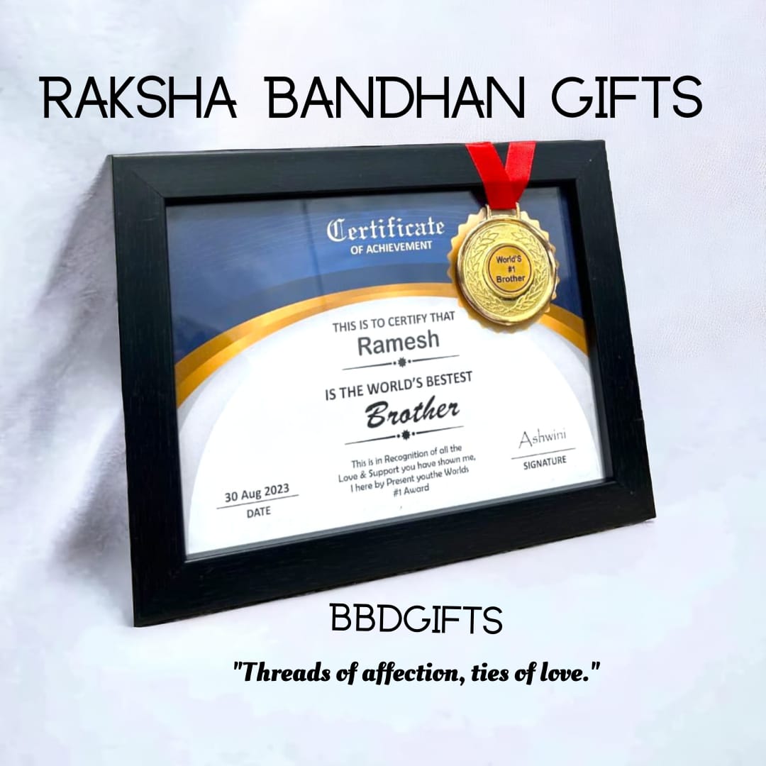 Customized Certificate Frame For Brother | Best sister certificate frame  | Gifts under 1000 | Medal with certificate For sister | Best gift for rakhi