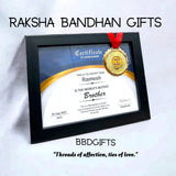 Customized Certificate Frame For Brother | Best sister certificate frame  | Gifts under 1000 | Medal with certificate For sister | Best gift for rakhi