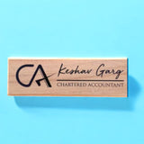 CA Custom Office Desk Name Plate|Wooden Name Plate with Logo