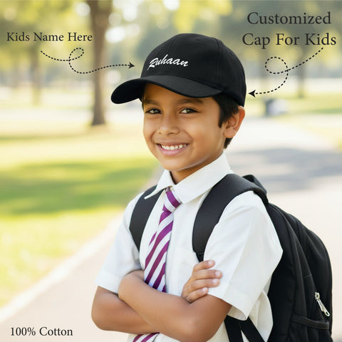 Personalized Kids Cap: Custom Name Black Hat for Boys & Girls