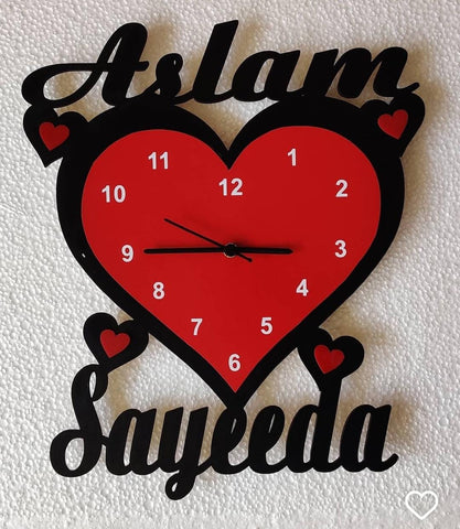 Personalized Heart Wall Clock with Custom Names - Unique Couple Gift