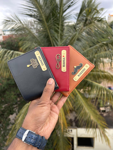 Personalized Dual Tone Men's Wallet 2.0 | Engraved Name & Charm