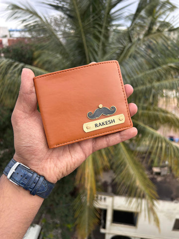 Personalized Dual Tone Men's Wallet 2.0 | Engraved Name & Charm