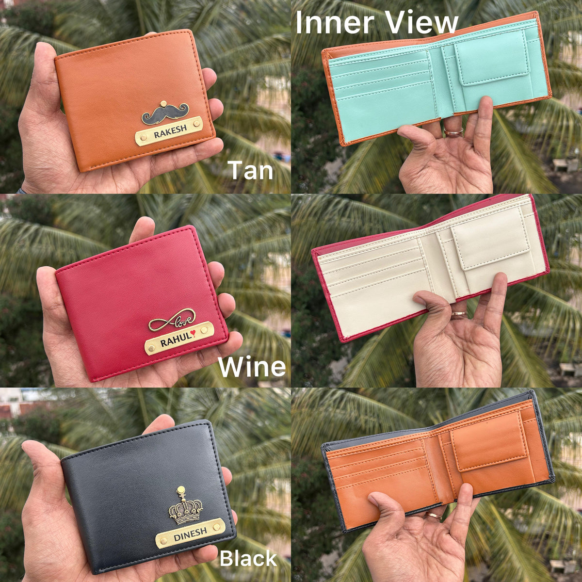 Personalized Dual Tone Men's Wallet 2.0 | Engraved Name & Charm