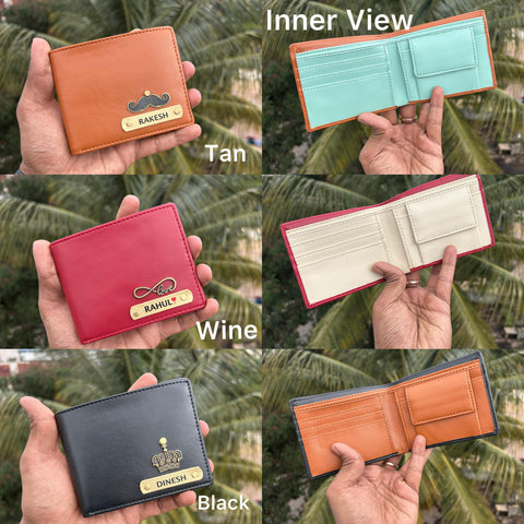 Personalized Dual Tone Men's Wallet 2.0 | Engraved Name & Charm