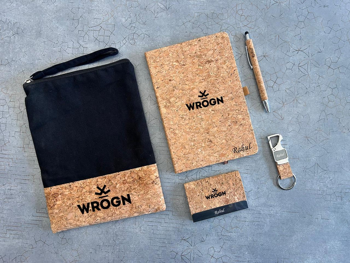 Personalized Cork 5-in-1 Set | Custom Eco-Friendly Stationery Gift
