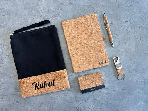 Personalized Cork 5-in-1 Set | Custom Eco-Friendly Stationery Gift