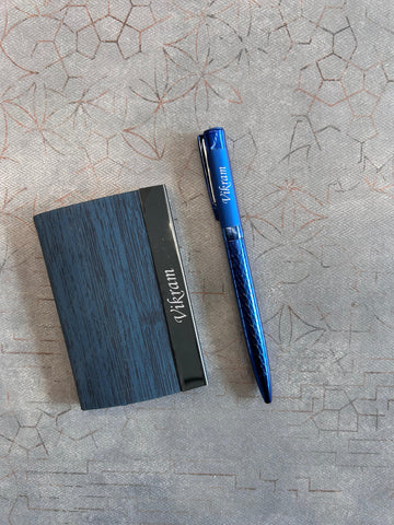 Personalized Axis Card Holder & Pen Set - Engraved Executive Gift