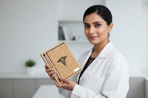 Personalized Eco-Friendly Cork Diary & Pen Set | Custom Gift for Doctor, Advocate, CA & Professionals