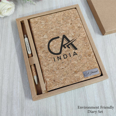 Personalized Eco-Friendly Cork Diary & Pen Set | Custom Gift for Doctor, Advocate, CA & Professionals