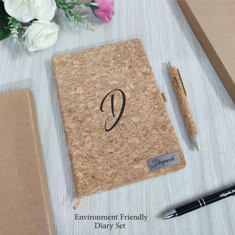 Personalized Eco-Friendly Cork Diary & Pen Set | Custom Gift for Doctor, Advocate, CA & Professionals