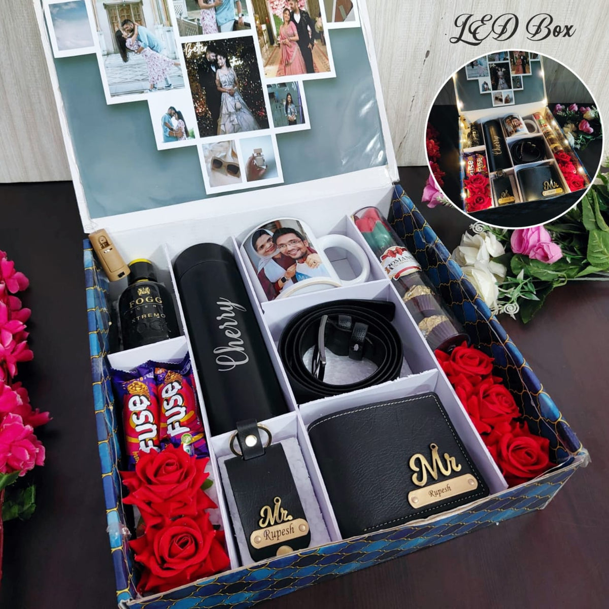 Personalized Men's Gift Hamper | Custom Flask, Wallet & Mug