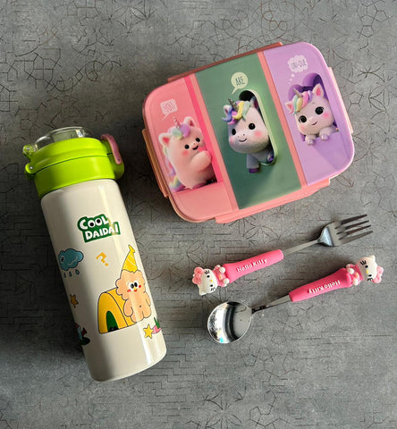 Premium Spectra Kids Lunch Box Set with Straw Sipper – 5-Piece Back to School Gift Combo for Children