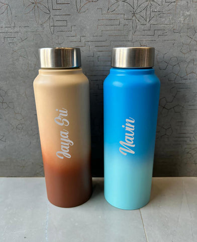 Personalized Atlantis Dual Shade Stainless Steel Bottle – Custom Name Engraved 750ml Water Bottle Gift