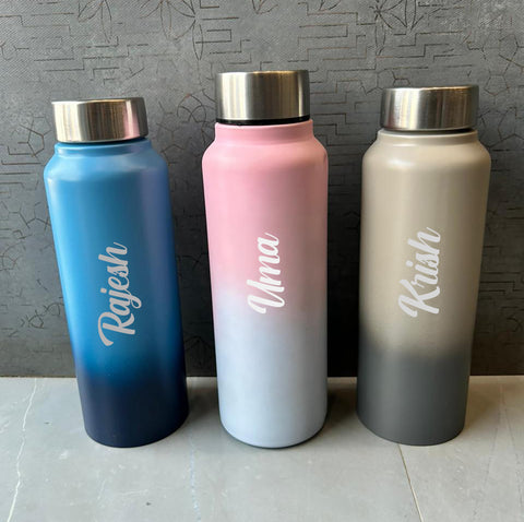 Personalized Atlantis Dual Shade Stainless Steel Bottle – Custom Name Engraved 750ml Water Bottle Gift