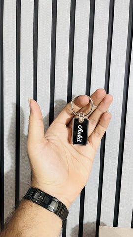 Personalized Sketch Metal Keychain – Custom Photo Sketch & Name Engraved Gift Keychain