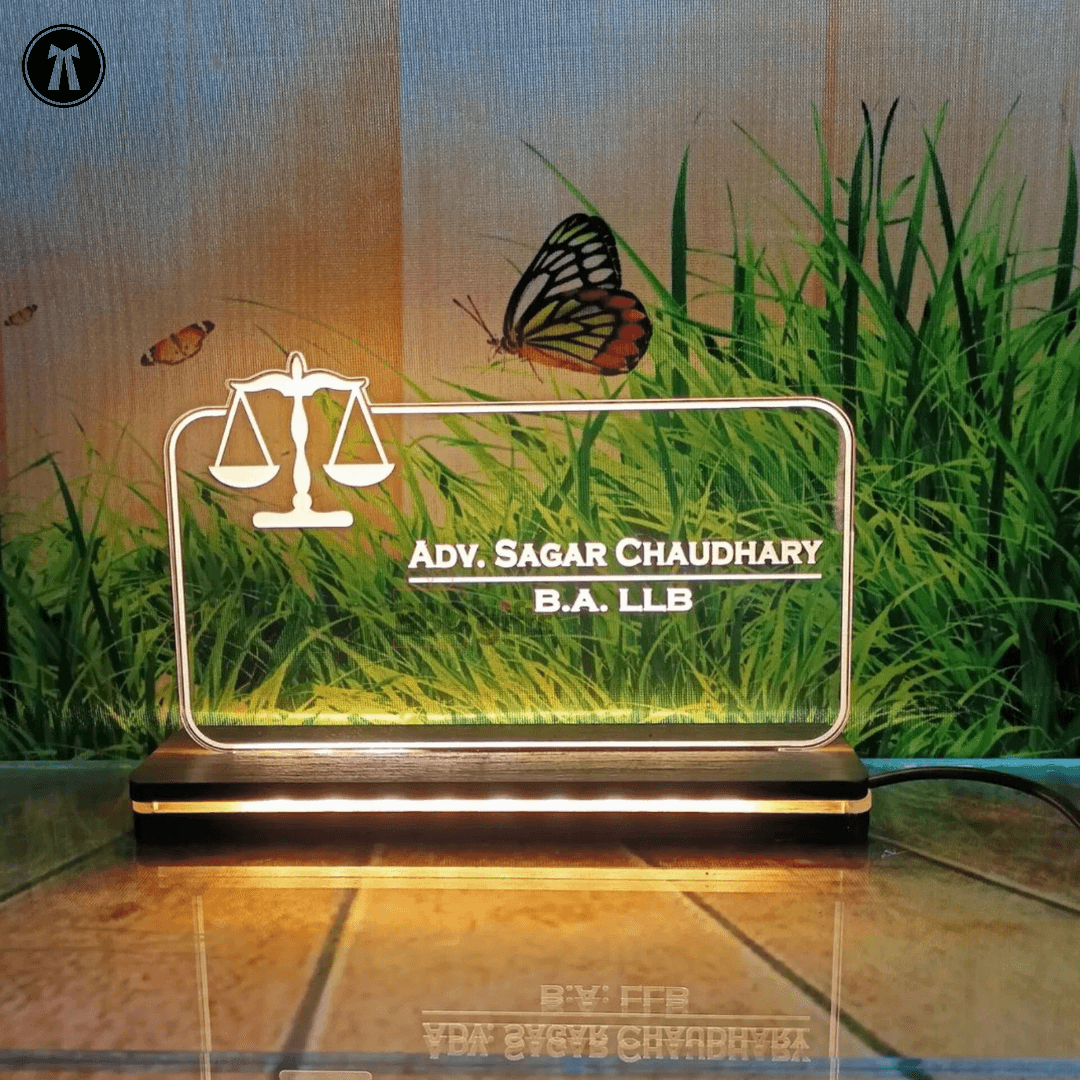 Custom Table Top With LED For Advocate | Acrylic Engraved Advocate Table Lamp | Personalized Gift For lawyer | Best Gifts For Advocate - BBD GIFTS