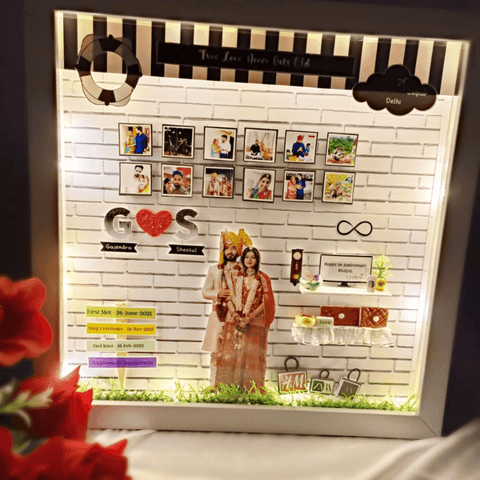 Wedding Miniature Box With Lights | Best anniversary gift | Couple gifts - BBD GIFTS