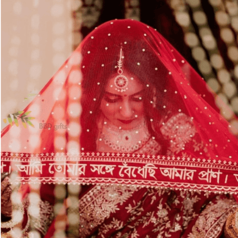 Bridal Name Embroidery Dupatta | Bride And Groom Name Bridal Dupatta | Custom Bridal Dupatta | Wedding Special - BBD GIFTS