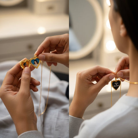 Custom Gold Plated Open Heart Name Pendant | Personalized Couple's Necklace