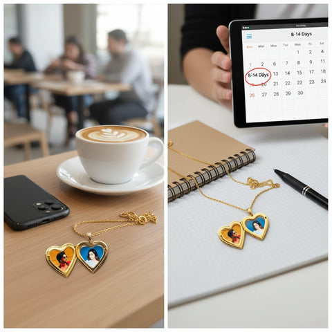 Custom Gold Plated Open Heart Name Pendant | Personalized Couple's Necklace