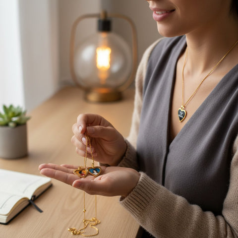 Custom Gold Plated Open Heart Name Pendant | Personalized Couple's Necklace