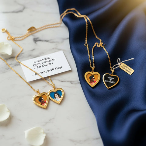 Custom Gold Plated Open Heart Name Pendant | Personalized Couple's Necklace