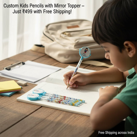 Personalized Kids Pencils | Custom Name & Mirror Topper Set of 5