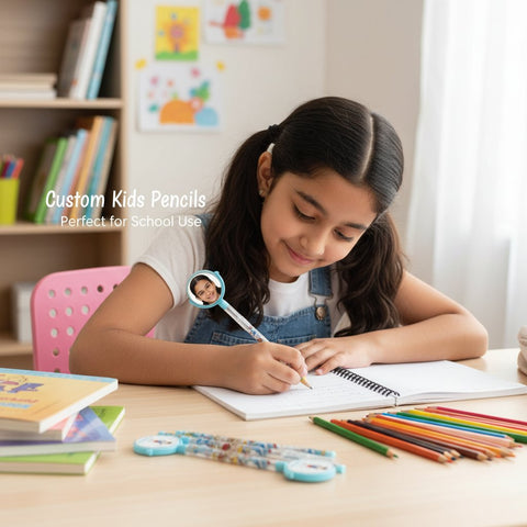 Personalized Kids Pencils | Custom Name & Mirror Topper Set of 5