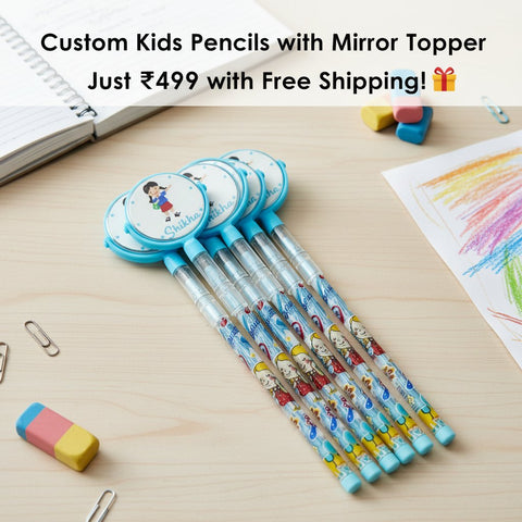 Personalized Kids Pencils | Custom Name & Mirror Topper Set of 5
