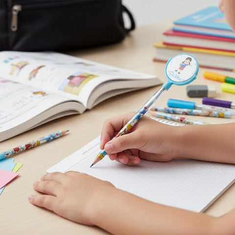 Personalized Kids Pencils | Custom Name & Mirror Topper Set of 5