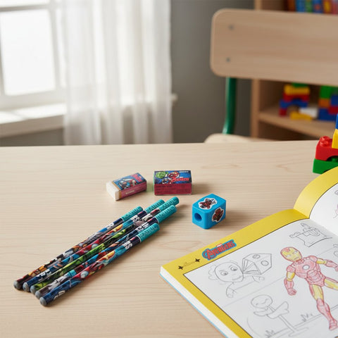 Personalized Marvel Avengers Pencils & Eraser Set - Custom Name